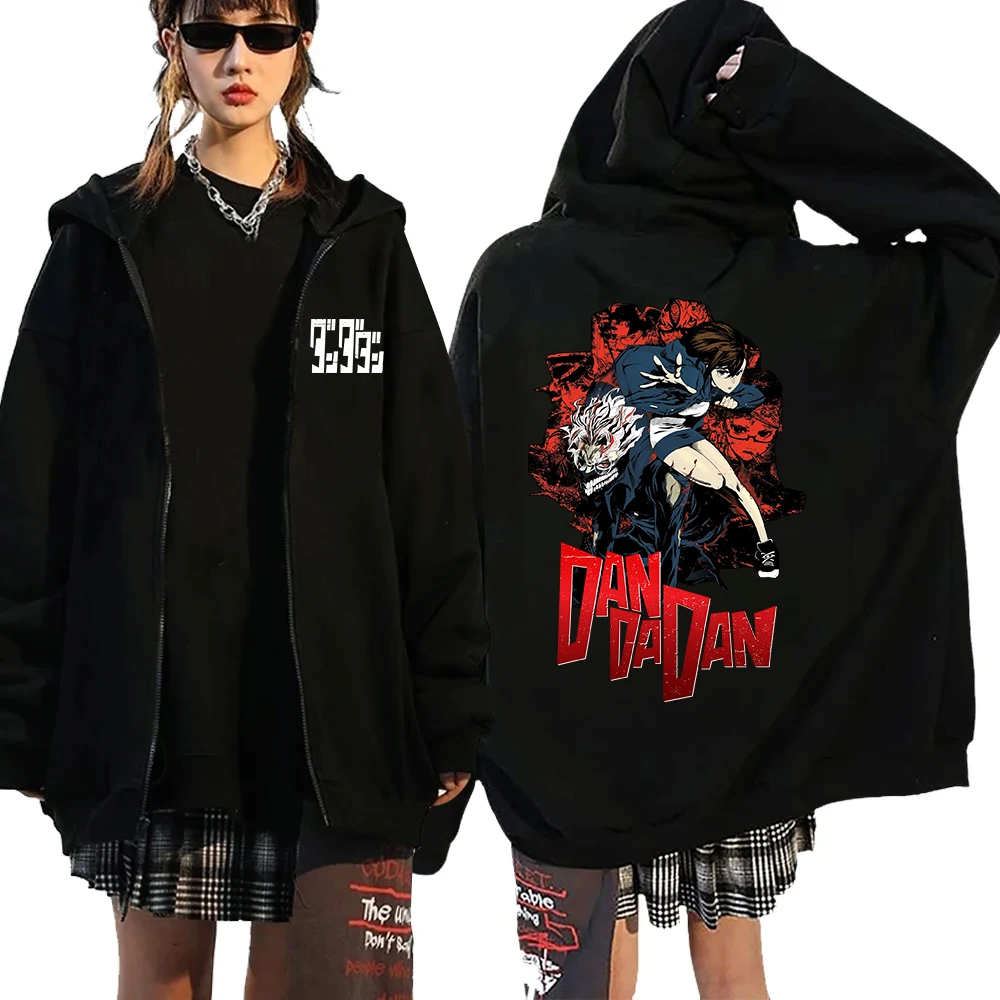 Anime Dandadan Zipper Hoody Men Women Dan Da Dan Ayase Momo Hip Hop Fashion Zip Up Pullover Sweatshirt Tops