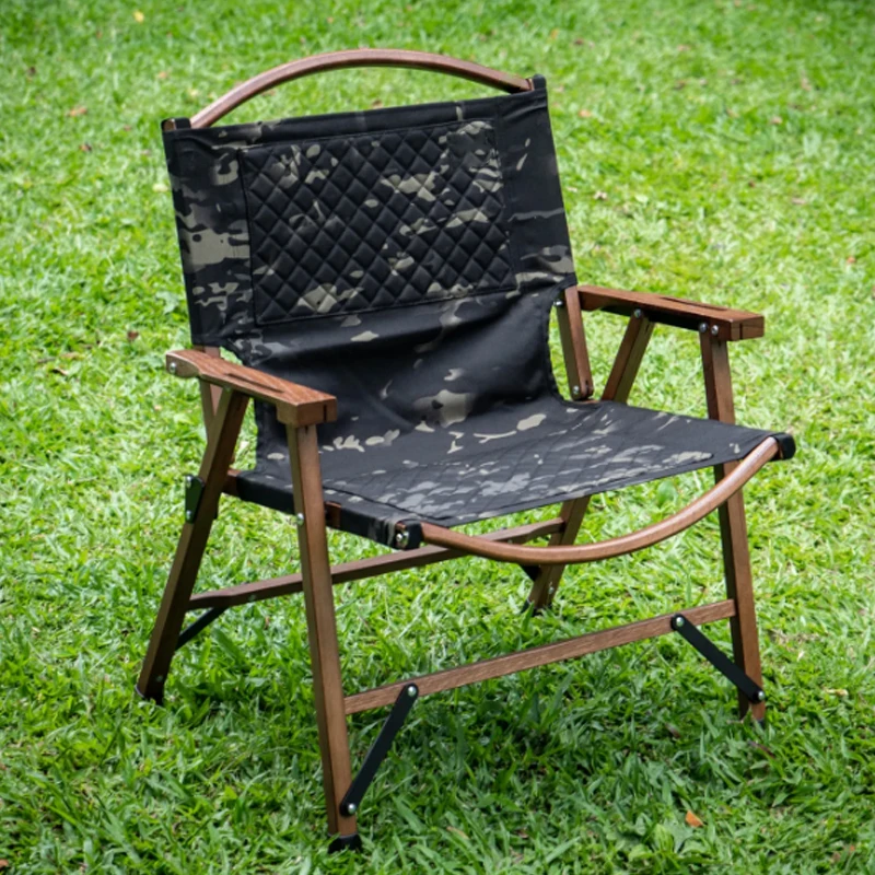 Factory Supply Lightweight Heavy Duty Garden Villa Moon Chair Dual Layer High Quality Oak Wood Folding Camping Hotel Living Room