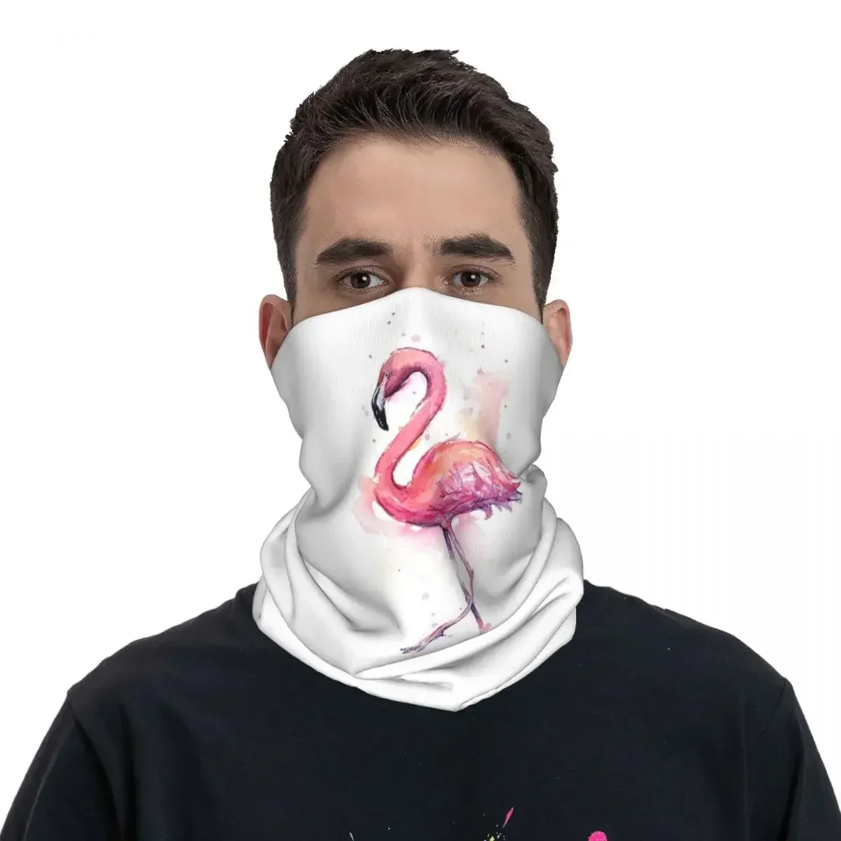 Pink Flamingo Watercolor Tropical Bird Bandana Neck Gaiter Printed Mask Scarf Multifunction Cycling Scarf Running Unisex Adult