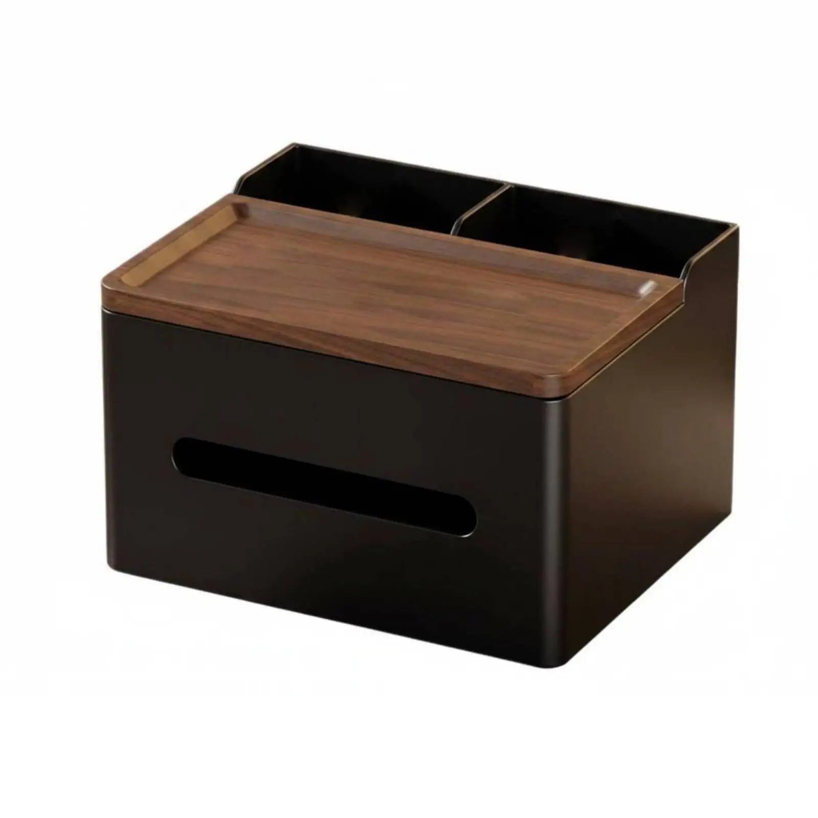 Remotes Control Tissue Box Multifunction Walnut Wood Tissue Box Luxury Home Decor Accessory for Sofa Side