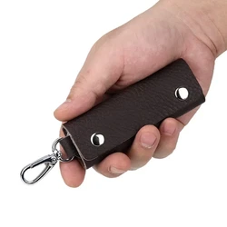 Men Women Soft Leather Key Case Genuine Leather Housekeeper Key Holder Wallets for Keys Bags Keychain Pouch Wallets