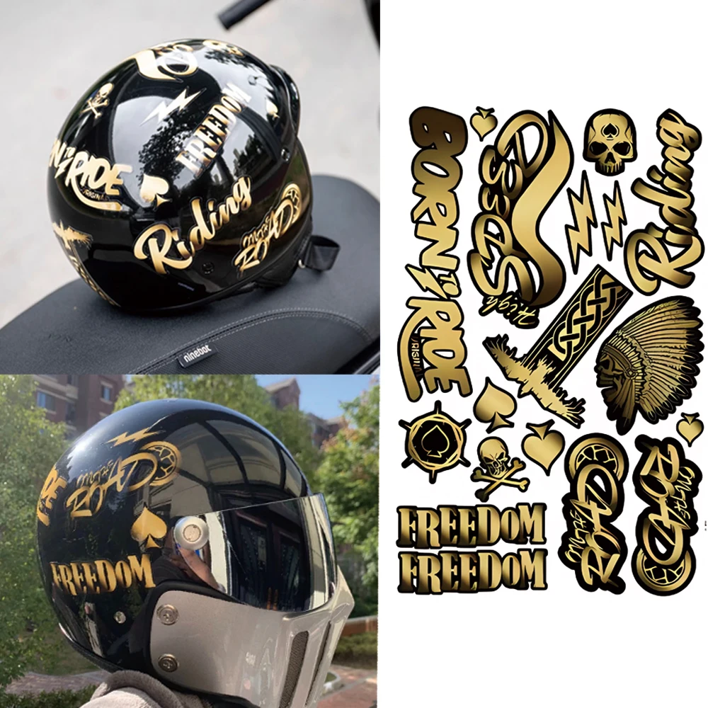 

Born To Ride Freedom Motorcycle Helmet Stickers For Harley Waterproof Refit Moto Fuel Tank Cover Scratches Vintage Decor Decals
