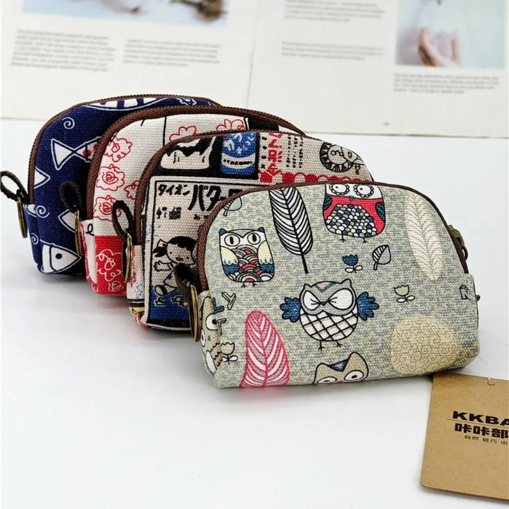 New Vintage Coin Purse Cat Canvas Change Money Organizers Pouch Kids