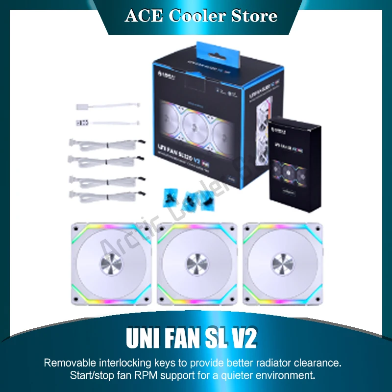 Lian Li UNI FAN SL 120 V2 140 V2 Kit de ventilador ARGB de hoja delantera y inversa Actualización de rendimiento del 10% L-Connect 3 controles 1/3