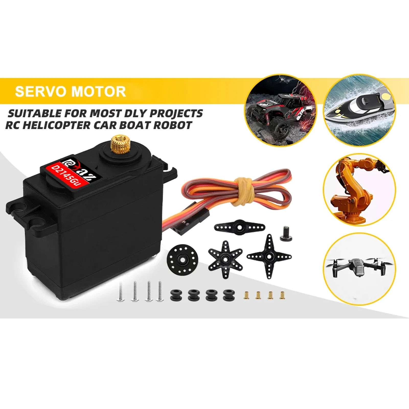 RCXAZ Digitaler Servo mit 180° Rotation ° Metallgetriebe-Servo 3,5KG 6,5KG 9,5KG 14,5KG Hochgeschwindigkeits-Servo für RC-Auto Roboter Boot RC-Helikopter – Detail 14