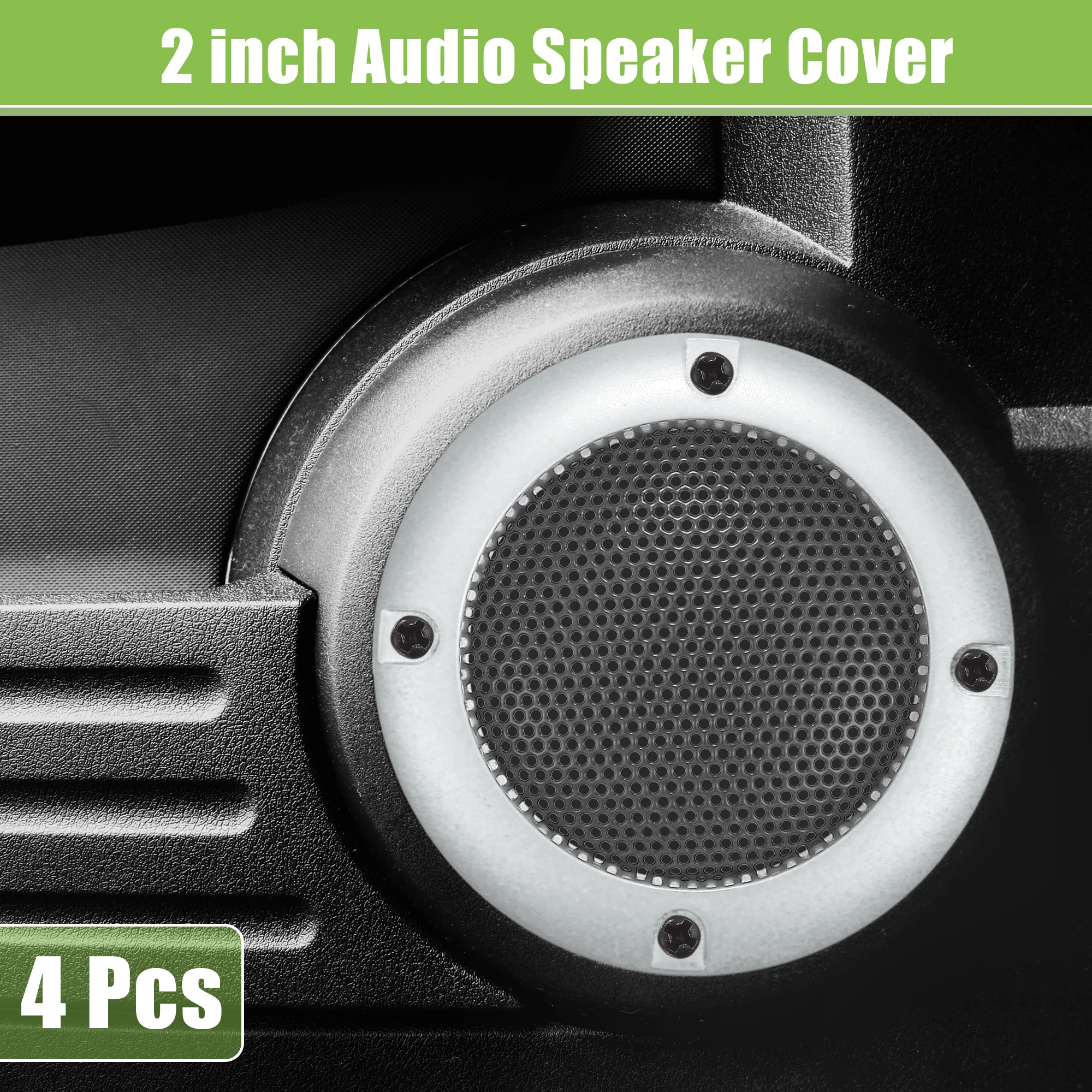 X Autohaux 4Pcs Car Speaker Grills Cover Mesh Plastic Frame Metal Iron Wire Grilles Speaker Mounts Loudspeaker Accessories