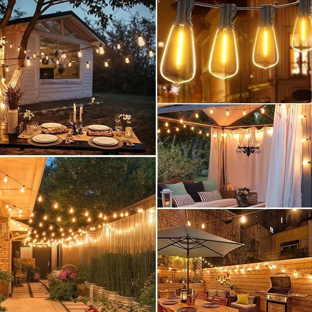 Vintage 10/20 Bulbs LED String Lights Dimmable Waterproof LED Bulbs Lights Shatterproof Connectable Outdoor String Light Wedding