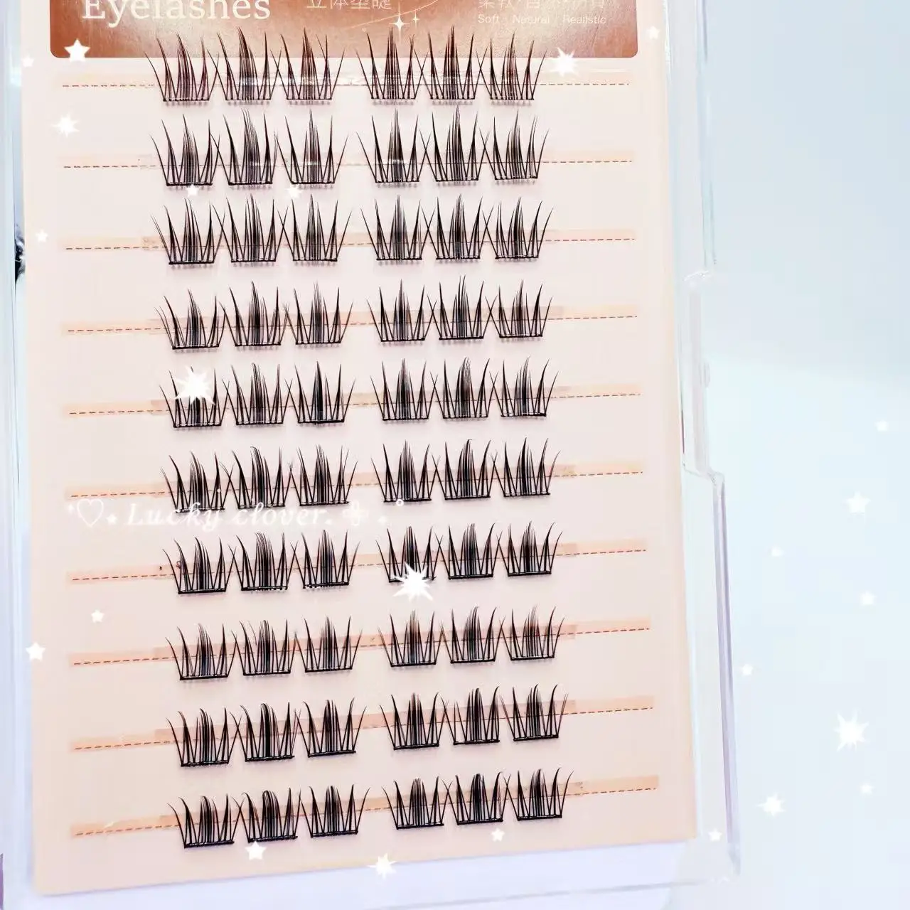10-rij volume lijmvrije valse wimpers, wimperclusterstijl voor feest- en dagelijkse make-up