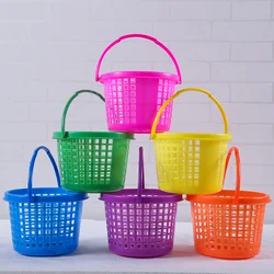 Plastic Easter Basket For Easter Party Egg Hunts Plastic Kids Adult Folding Handle Easter Small Bucket Store Premade Mini Basket