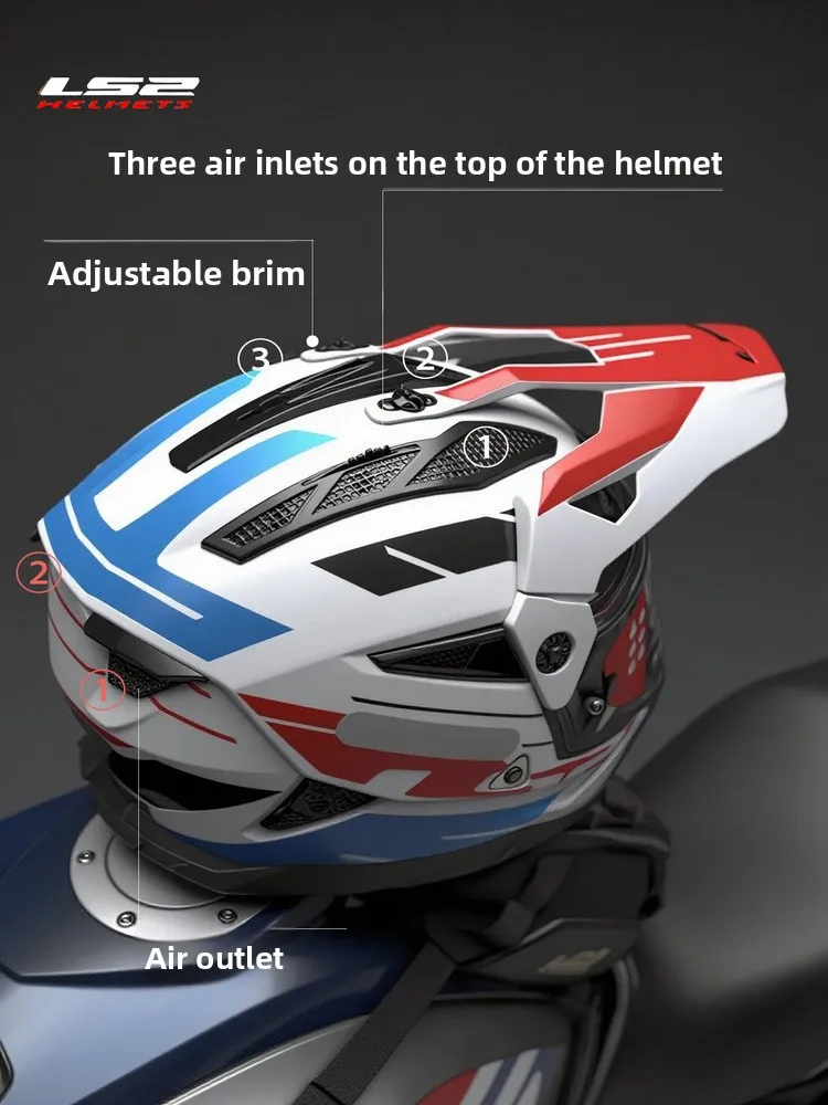 LS2 Original MX702 Motorcycle Helmet Double Lens 3C ECE Certified Full Face With Free Anti Fog Sticker Casco Moto Off Road Men