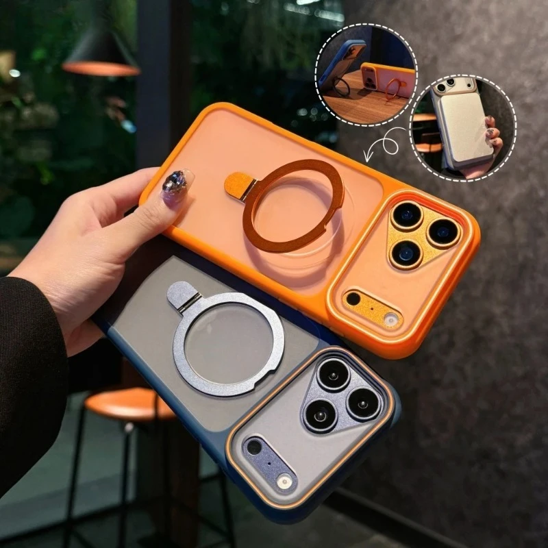 

Магнитный держатель-подставка с кольцом для Magsafe, матовый чехол для iPhone 15, 16, 17 Pro Max 11, 12, 13, 14 Plus, матовый мягкий чехол-бампер