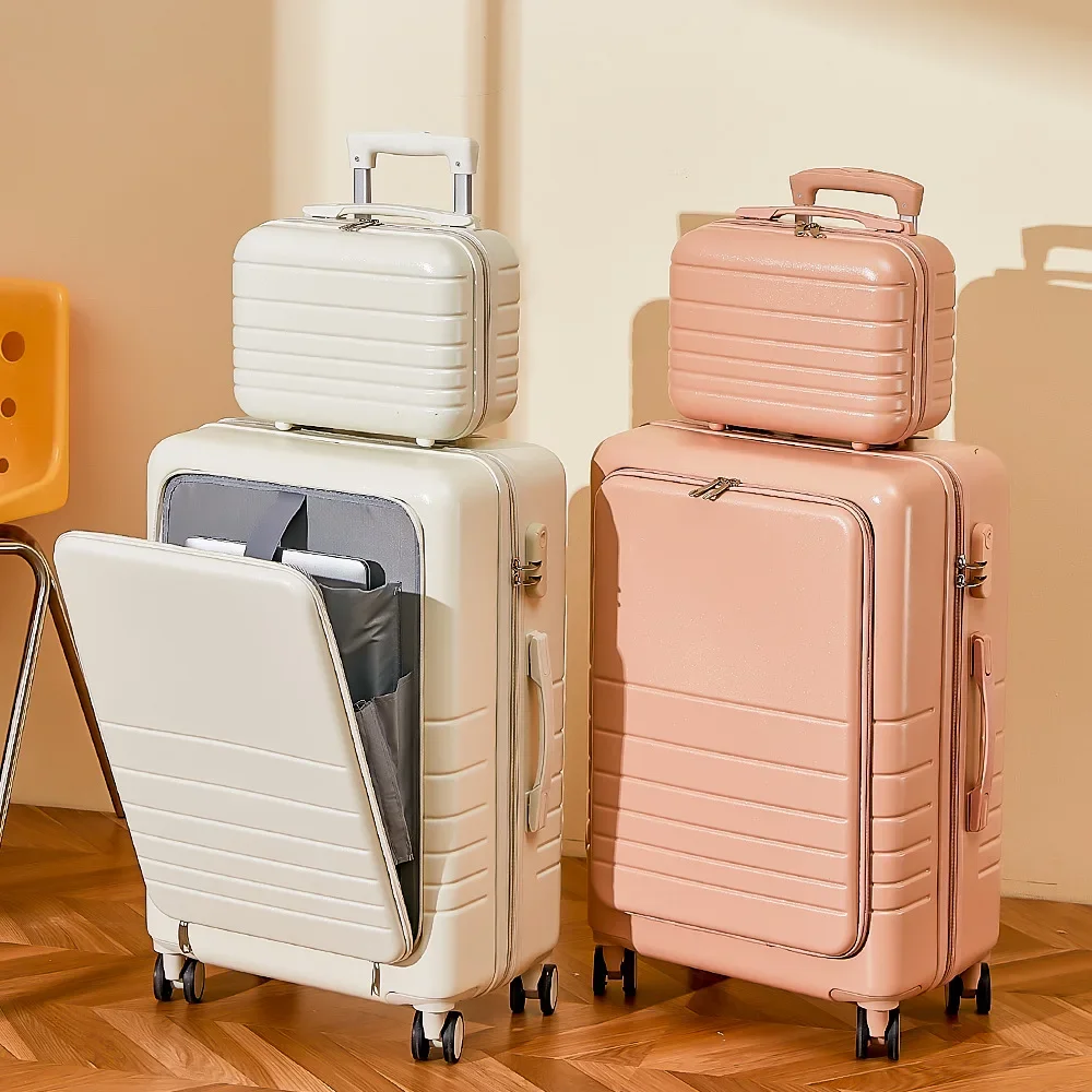 2024 Front Opening Luggage Set Trolley Luggage Bag Zipper Fashion Travel Suitcase on Wheels Password Lightweight Luggage