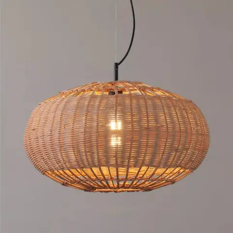 New Chinese Wabi Sabi Zen Style Homestay Restaurant Tea Table Atmosphere Chandelier Handmade Woven Vintage Rattan Lampshade