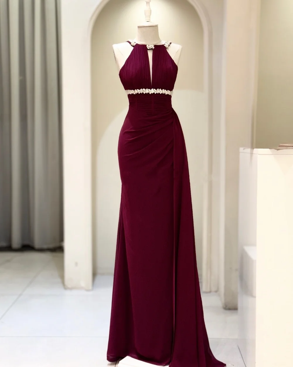 

Одинаковые сексуальные джерси со стразами по индивидуальному заказу, длинные платья трапециевидной формы с высоким воротником, платья на заказ, изысканное высокое качество