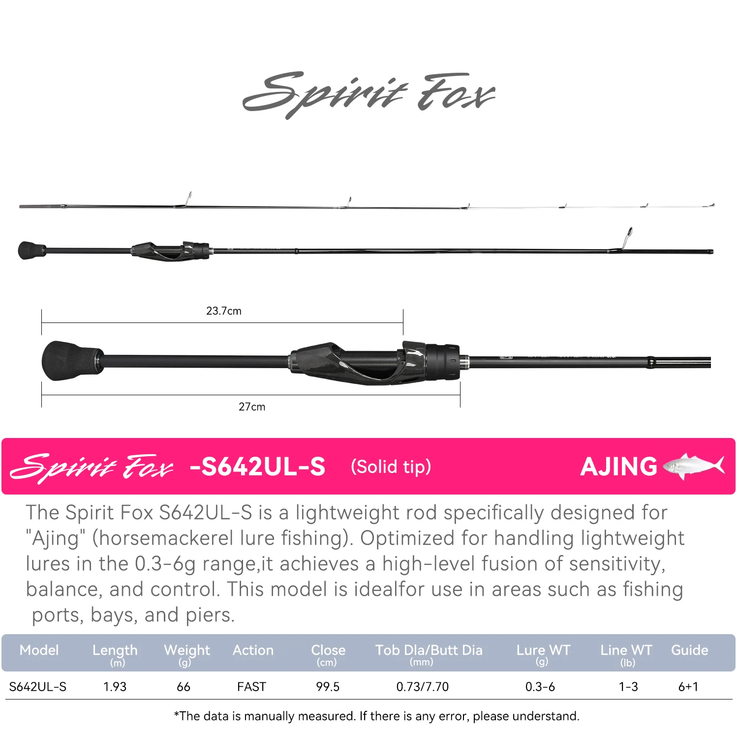 TSURINOYA Light Game Angelrute Spirit Fox S642UL S6102L-S S742L S762L S762L- S Spinnrute FUJI Schnellaktion Angelrute Ajing – Detail 28