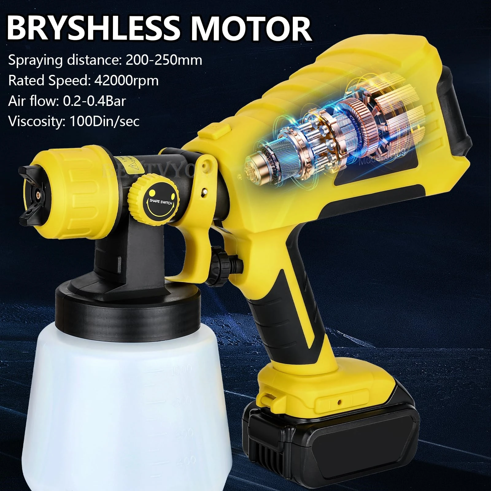 

Беспроводной распылитель краски, совместимый с аккумулятором Dewalt 20 В, пистолет-распылитель HVLP, бесщеточный двигатель, безвоздушные инструменты для рисования дома