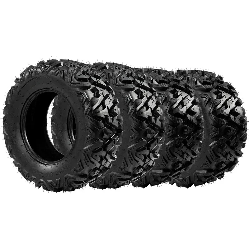 Complete Set of 4 All Terrain ATV UTV Tires 25x8-12 Front & 25x10-12 Rear 6PR Tubeles
