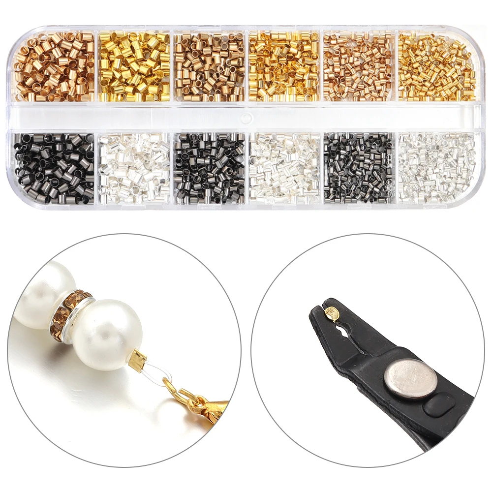 

1 Box1.5/2/2.5mm Positioning tube with Bead Crimp Pliers Crimp Tubes Spacers for DIY Bracelets, Necklaces Easy to Use