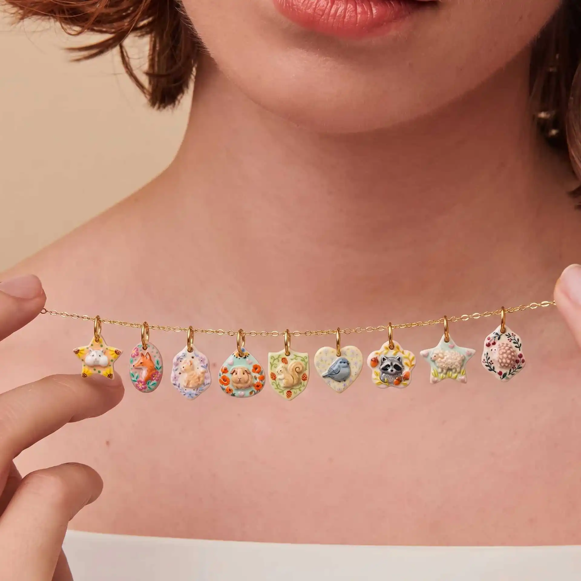 Tierische Keramik-Anhänger 2026 Sommer PVD-beschichtetes Gold 316 Edelstahl für DIY Halsketten- und Armbandherstellung Handgemachter Schmuckzubehör – Detail 5