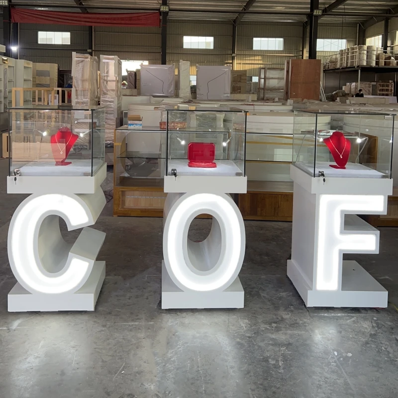 Letter luminous Zhongdao cabinet personalized display stand special-shaped glass cabinet creative exhibition company display cab