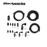 AN10 GM Power Steering Nylon Hose Kits Fit For Type II Power Steering Pumps Remote Reservoir Power Steering Line Kit Black