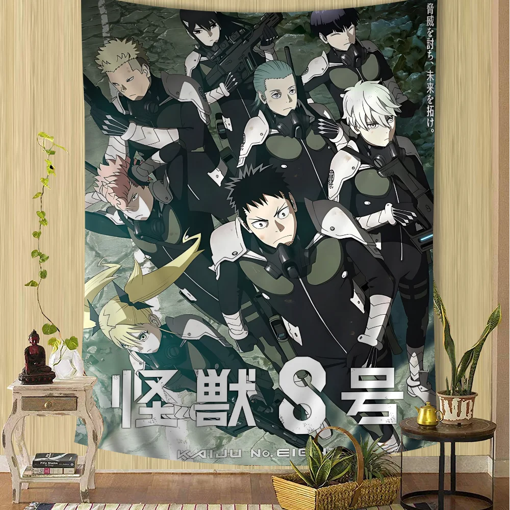 

Popular Animation K-Kaiju No.8 Colorful Tapestry Wall Hanging Hippie Flower Wall Carpets Dorm Decor Wall Art Decor