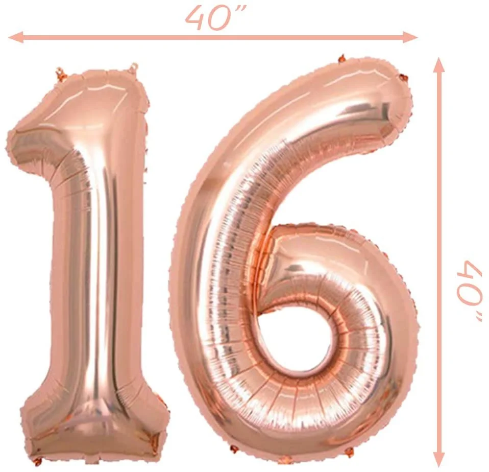 Dekorationen zum 16. Geburtstag für Mädchen, süßer 16-Kuchenaufsatz und Satinschärpe, 16-Konfetti-Luftballons in Roségold und Geburtstagsbanner – Detail 6