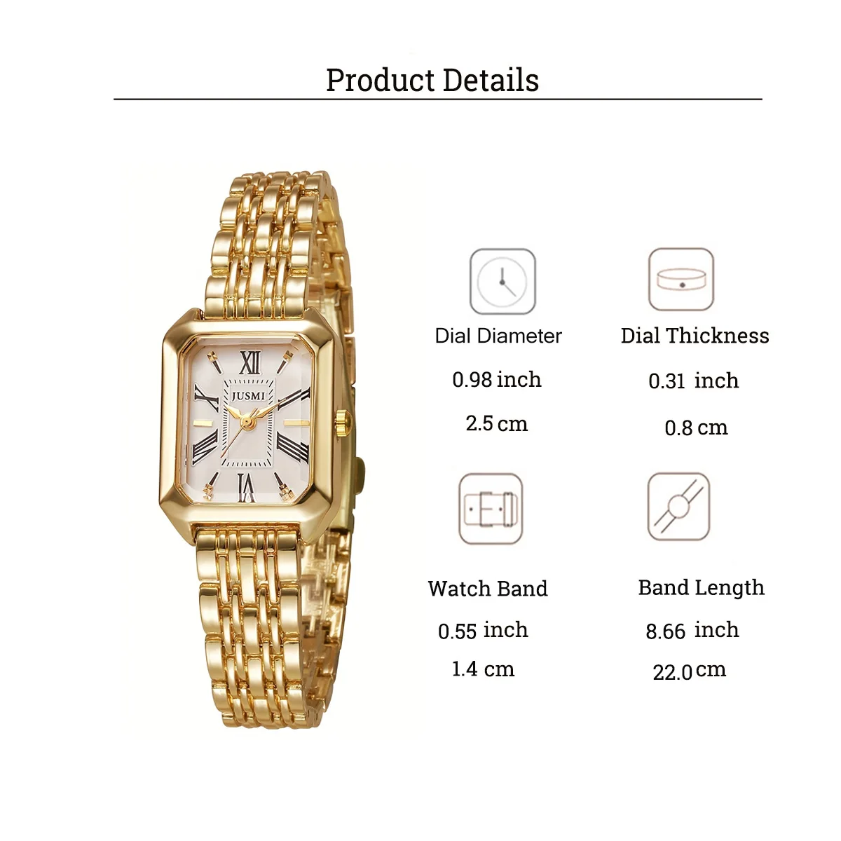 ساعة كوارتز نسائية عصرية بسوار معدني مربع لهدايا عيد الميلاد والهالوين