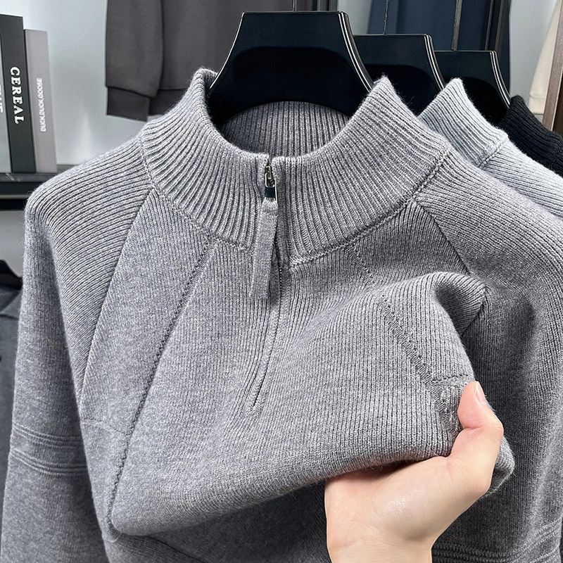 

Autumn Best-selling Item Recommended By Shop Owner:Men's Fashionable Mecha Style Semi Zipper Casual Versatile Trendy Top Sweater