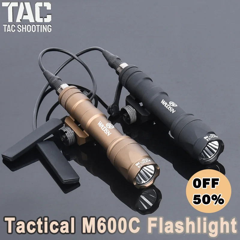 WADSN M600 M600C Tactical Metal Flashlight  White LED Spotlight Airsoft Weapon Hunting Scout Accessories For 20MM Picatinny Rail