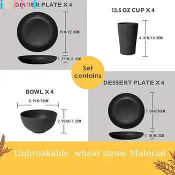16-Piece Wheat Straw Dinnerware Set 1