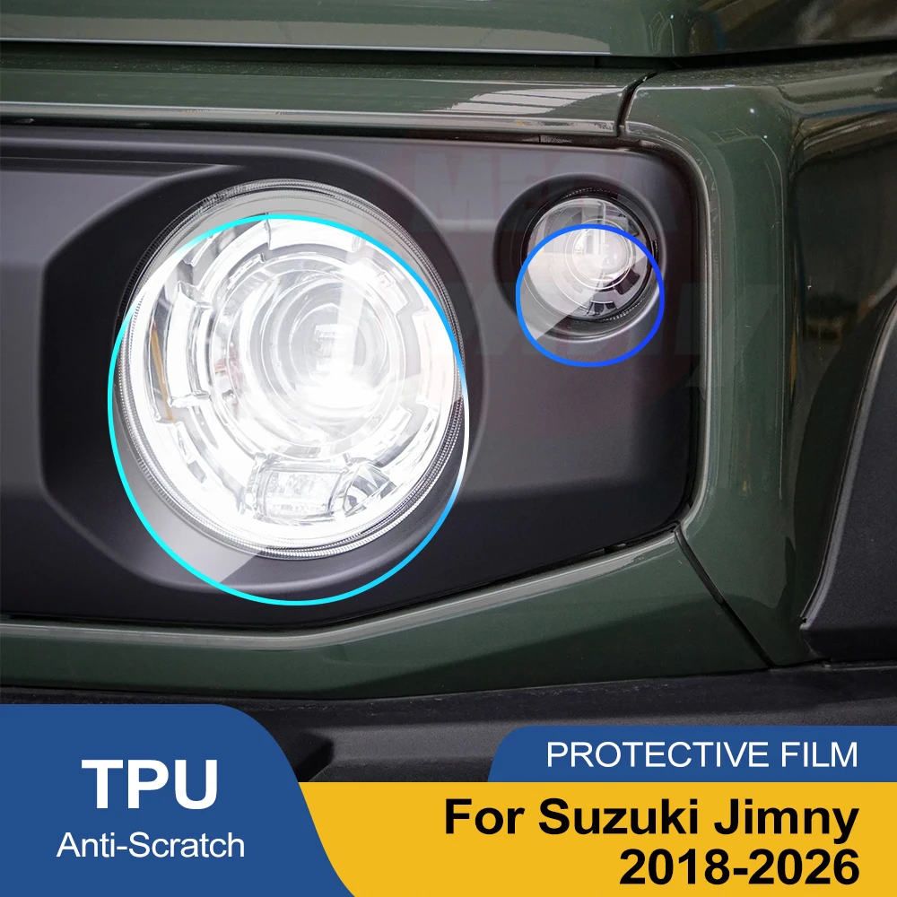 Custom Fit for Suzuki Jimny 2018-2026 High-Gloss Smoke Black Headlight Protective Film TPU PPF Pre Cut Anti-Scratch Vinyl Kit