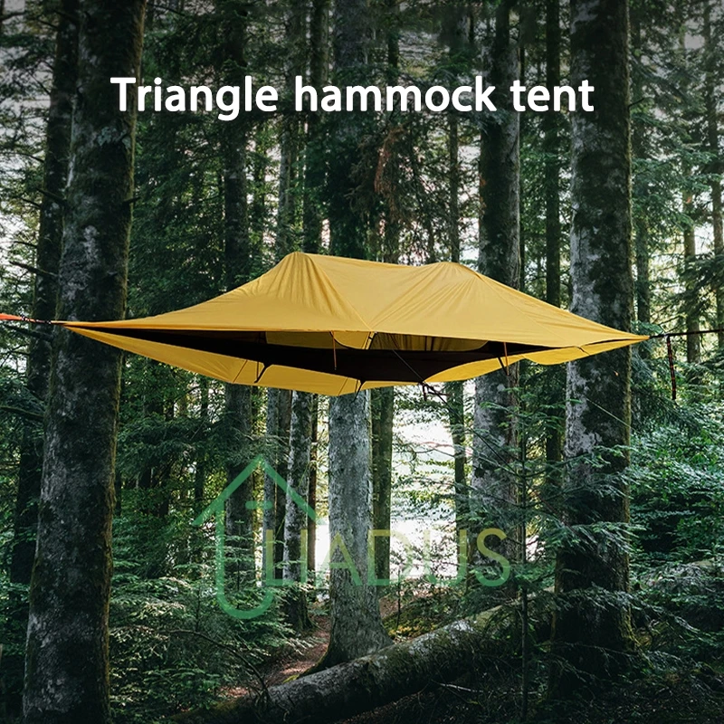 Outdoor Camping Triangular Suspended Hammock Tent 210T Polyester Waterproof And Mosquito-proof 4mX4mX3m Travel Hammock Tent