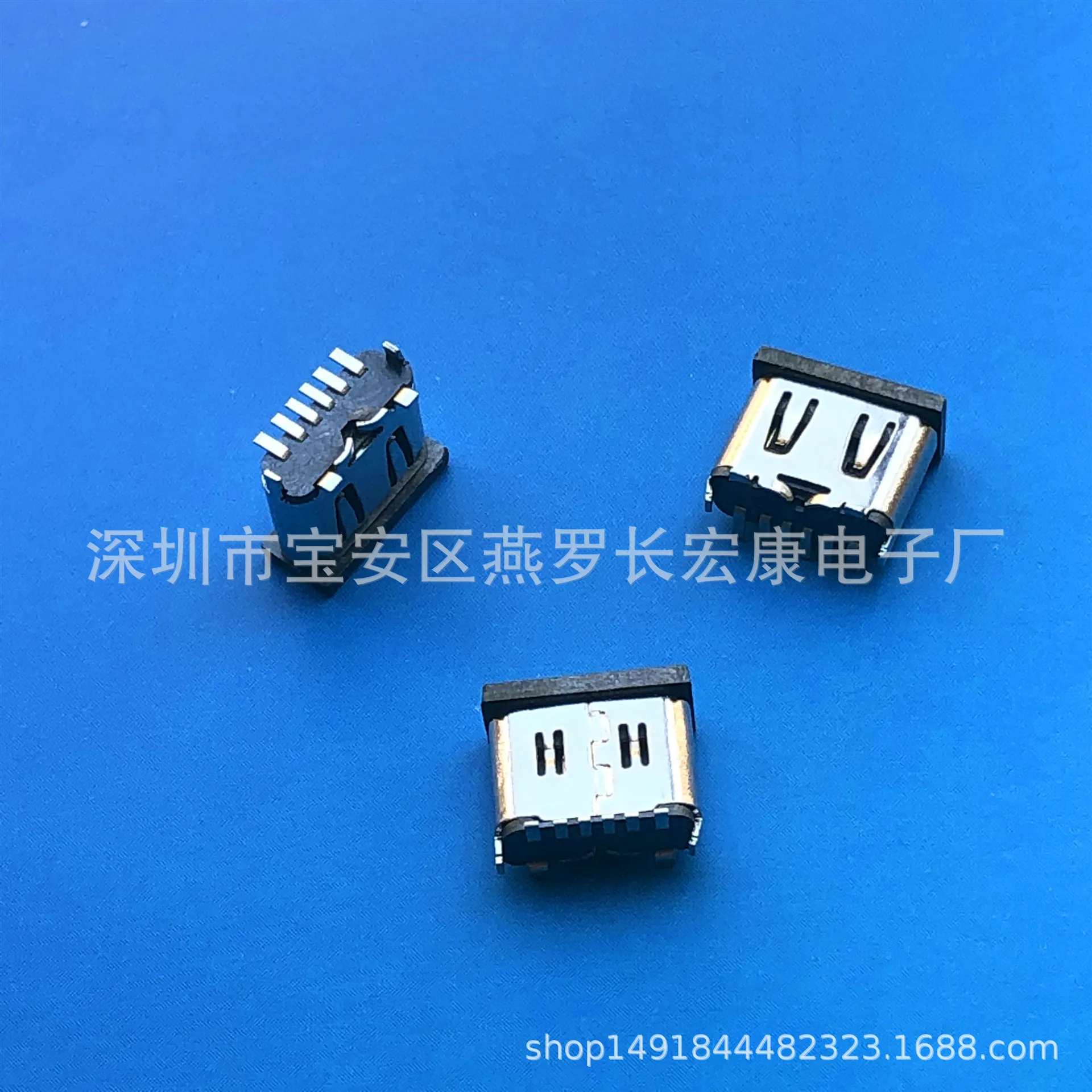 For TYPE-C 6Pin female seat, vertical sticker H = 6.5mm SMT vertical type, with shrapnel, ultra-short body vertical sticker