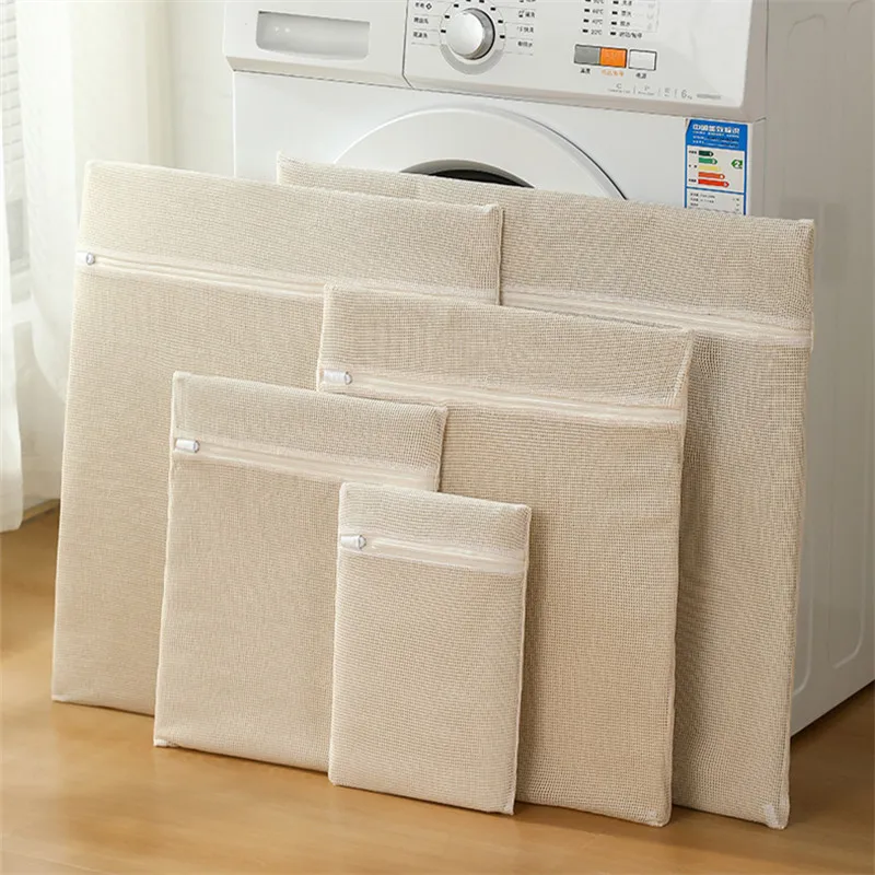 

Beige Cotton Laundry Bags Washing Machine Wash Bag Large Storage Organizador Clothes Underwear Washing Net Bag Dirty Laundry Bag
