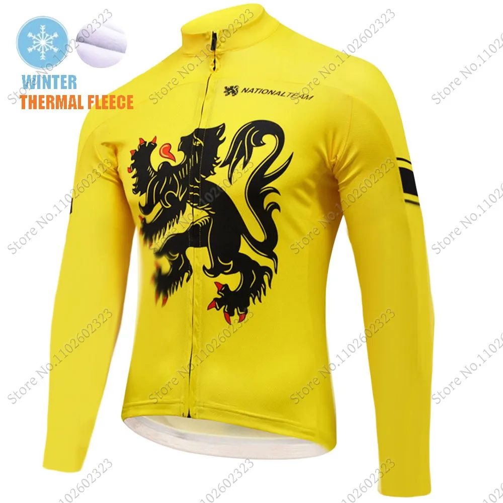 2024 Flanders Cycling Jersey Set Belgium Long Sleeve Cycling Vintage Clothing Road Race Bike Jacket Suit MTB Maillot