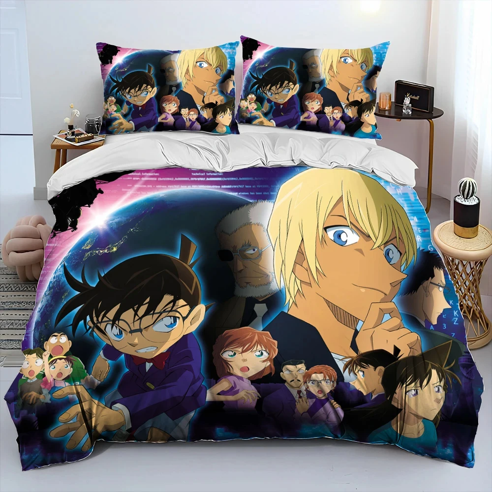 Imagem -02 - Anime Detective Conan Cartoon Bedding Grupo Capa de Edredão Cama Grupo Quilt Cover Fronha Consolador King Queen Size Boys Adulto