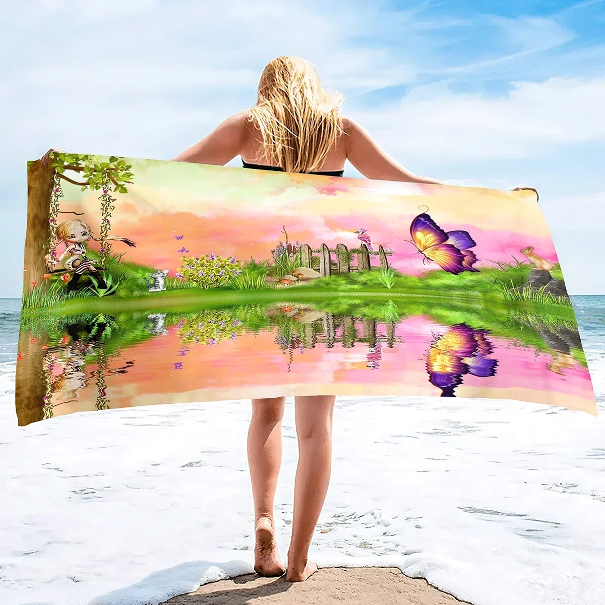 Plush Oversized Beach Towel Forest Print Pool Towels,Large Summer Cabana Swimming Towel Cool Travel Pool Towel for Adults Kids