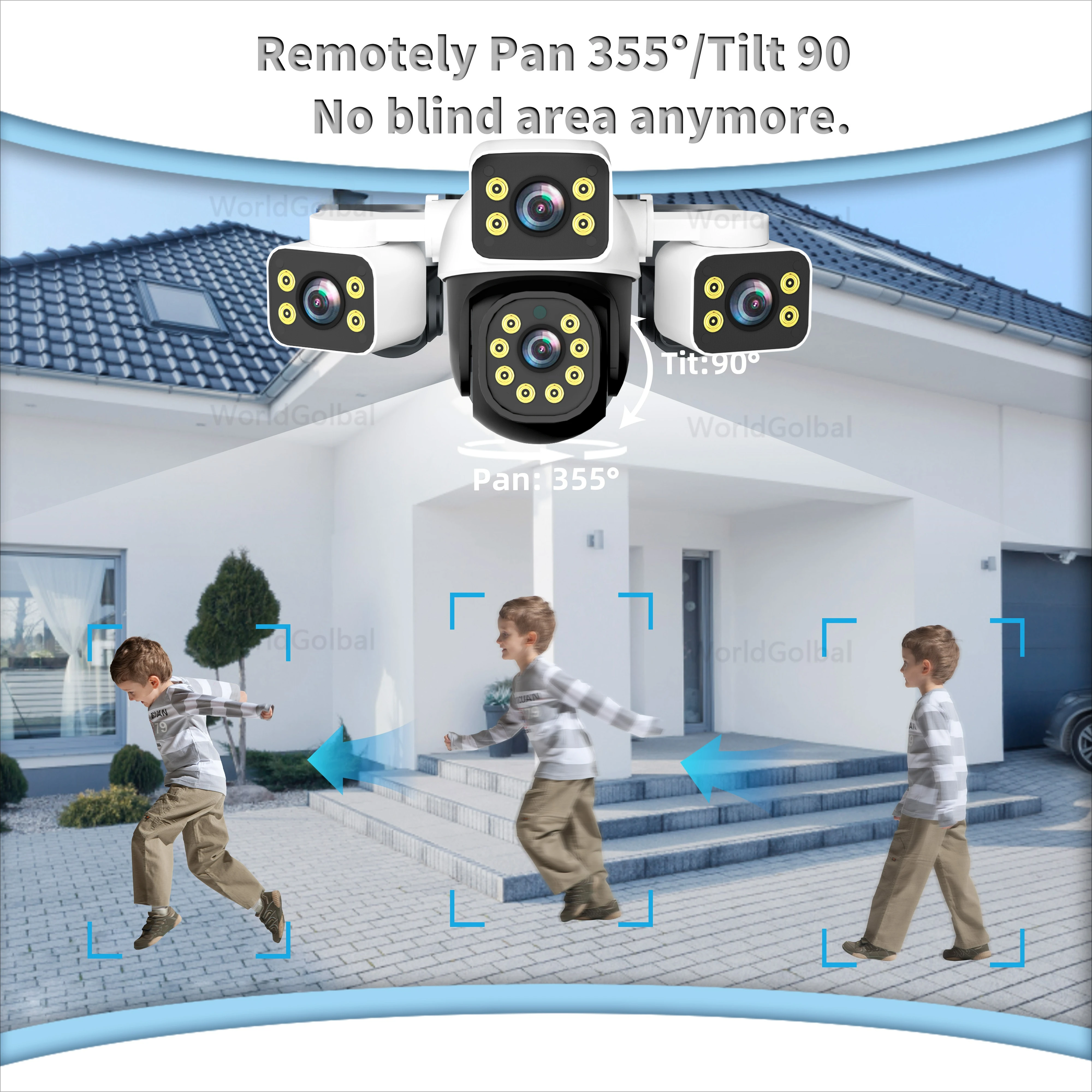 Kamera IP Tuya Smart 15MP z Trzema Obiektywami, Trzy Ekranami, Automatycznym Śledzeniem, Bezprzewodowym Alarmem, WIFI, CCTV, Monitoring, Zewnętrzna