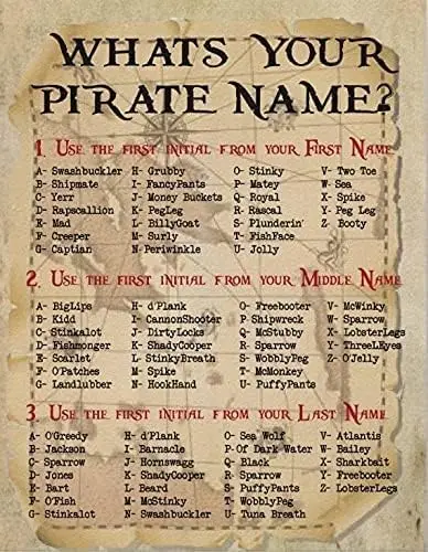 What is Your Pirate Name Poster Metal Tin Signs 8x12 Inch Tin Sign/Poster Metal