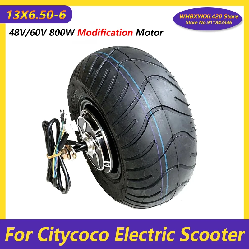 

13X6.50-6 Modification Motor 48V/60V 800W for Citycoco Electric Scooter Hub Wheel Tubeless Tire Accessories