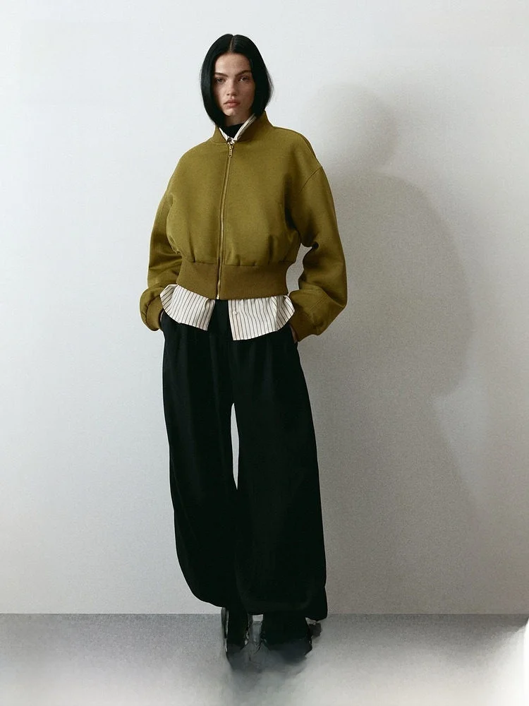 

H&M Новая летняя женская куртка-пилот с карманами на молнии, из полиэстера, укороченная, простой модный универсальный фасон, весенний сезон