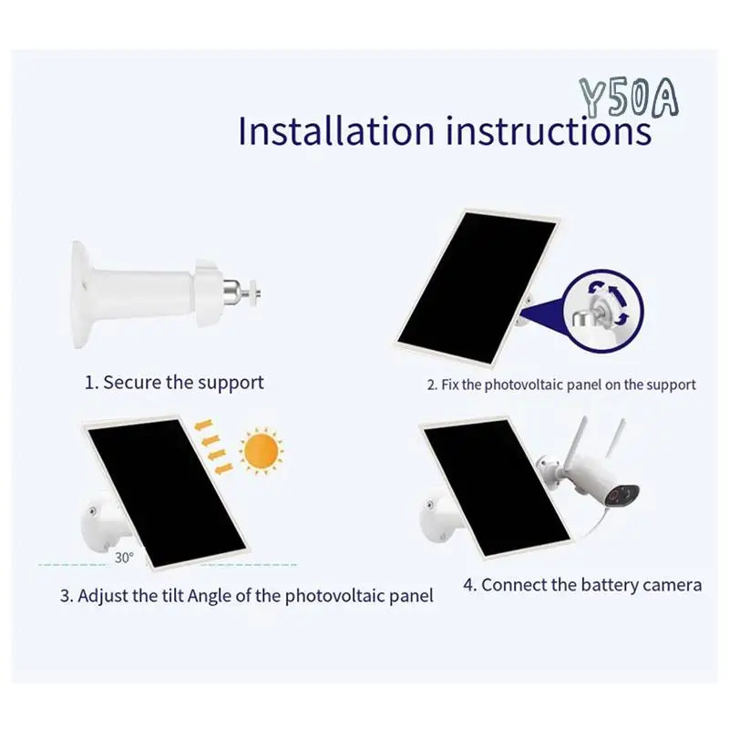 Y50A-New 10W 5V Monocrystalline Solar Panel DC+Type-C For Low Power Camera/Ring Camera/Stand-Up Camera