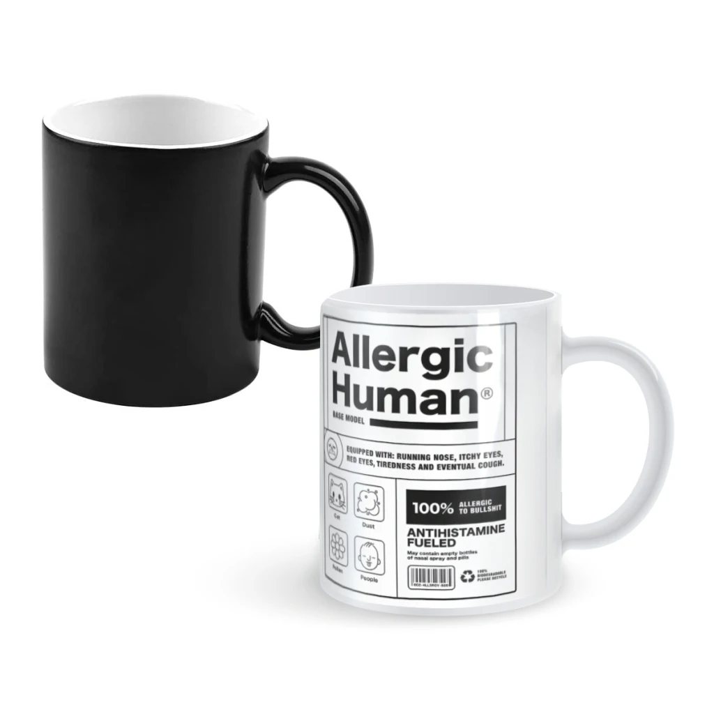 

Base Model Allergic HumanCoffee Mugs And Mug Creative Color Change Tea Cup Ceramic Milk Cups Novelty Gifts