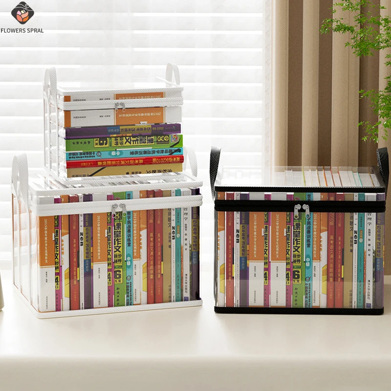 Faltbare Aufbewahrungstasche für Bücher im Studentenwohnheim, Klassenzimmer, Sortier- und Aufbewahrungstasche, PVC-Material, transparent, wasserdicht, für die Aufbewahrung von Büchern zu Hause