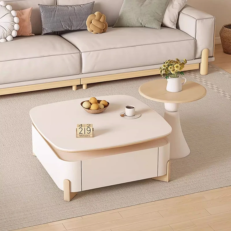 

Cream Style Coffee Table Design With Drawers Luxury Modern Center Tables Glamour Elegant Stolik Kawowy Living Room Furniture