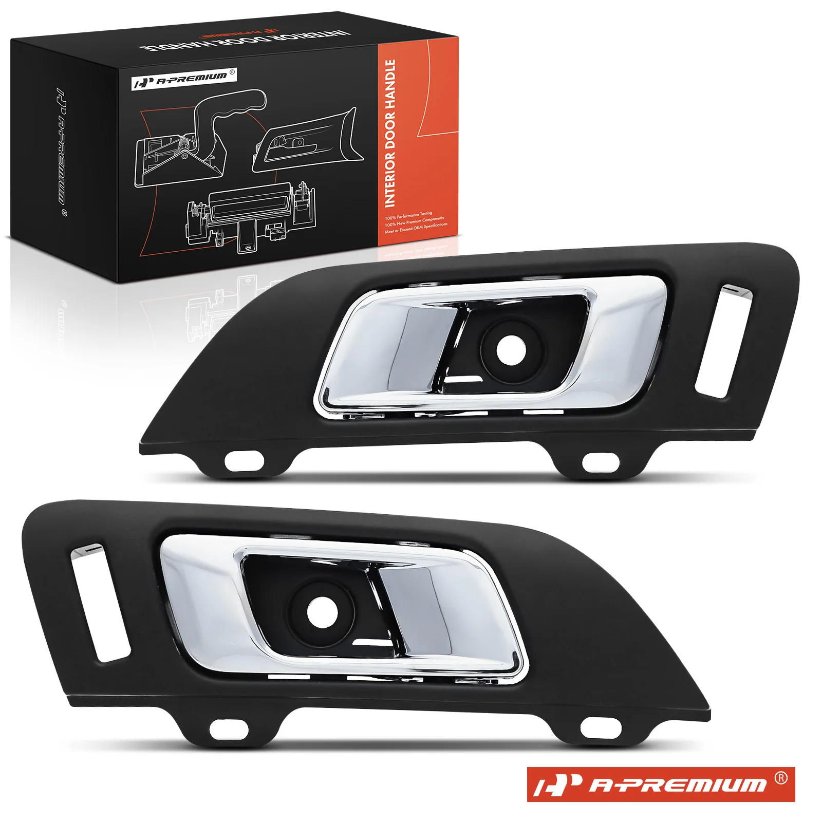 A-Premium 2Pcs Front Driver & Passenger Side Chrome & Black Interior Door Handle for Lincoln MKS 2009-2016