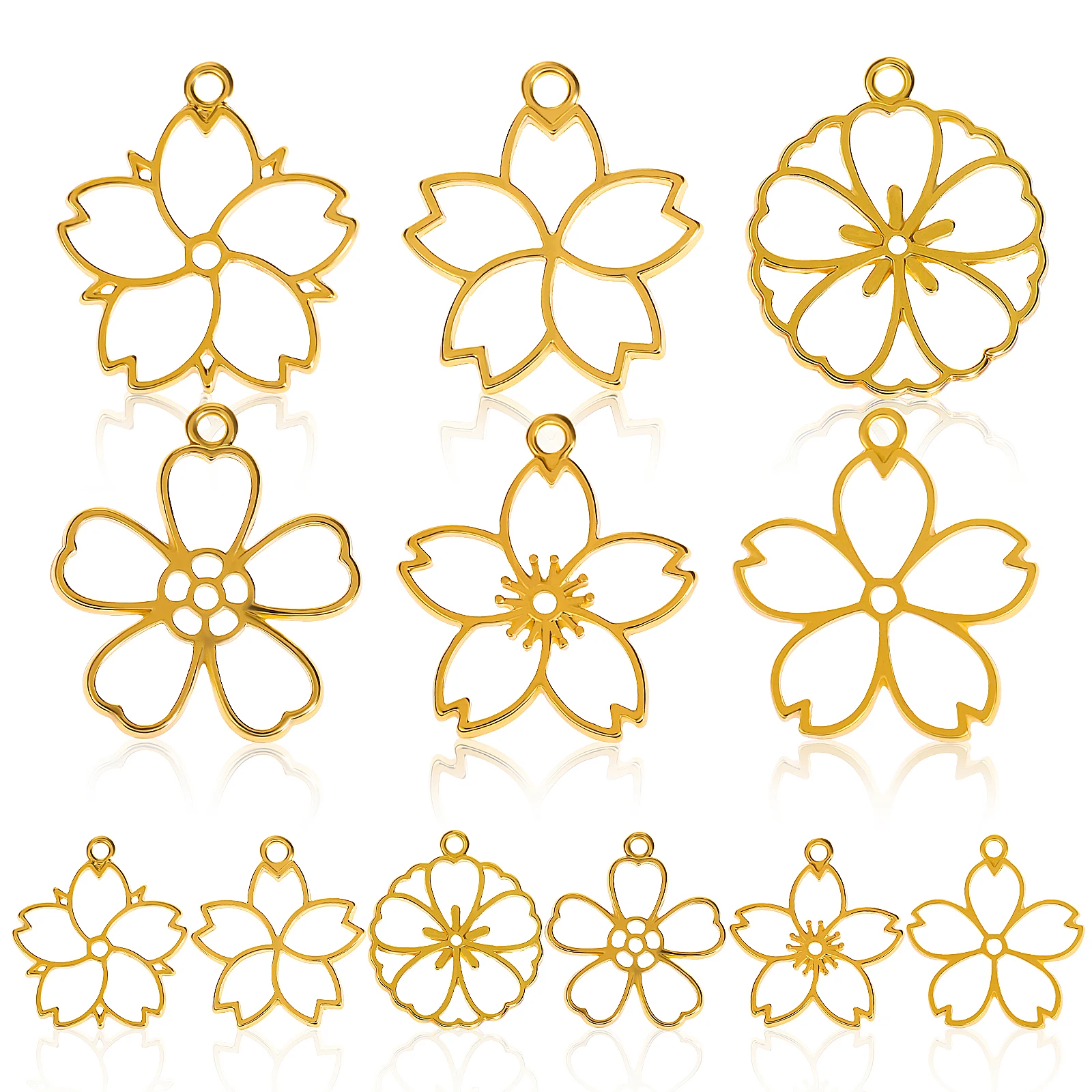 

12Pcs Flower Frame Pendants Hollow Alloy Charms for Making Jewelry DIY Resin Craft Projects Sakura Style Dangle Charms