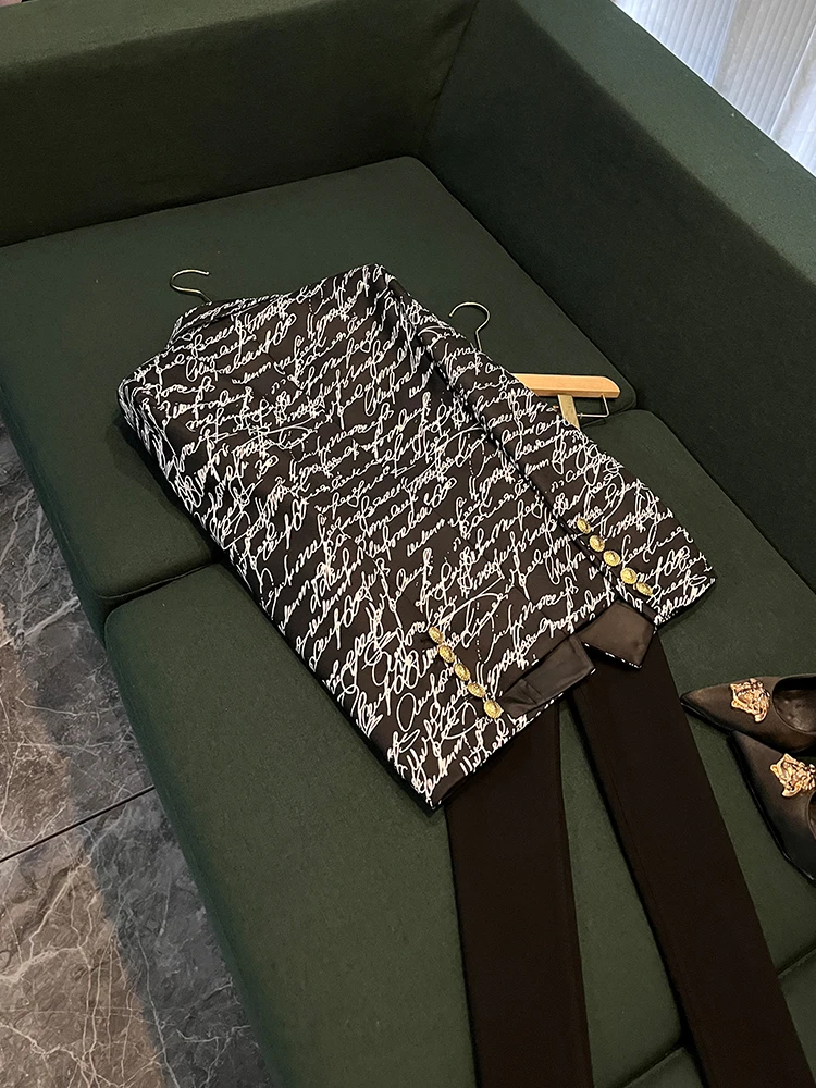 

Slim Fit Printed bet Double Breasted Jaet 2025 Early Summer Series Celebri Faion Outerwear Commute Sle Long Sve