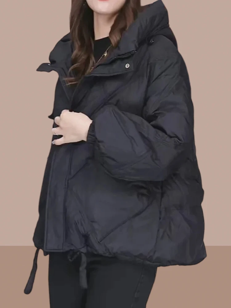 2024 Winter New Fashion Women\'s Down Cotton Coat Loose Commuter Leisure Windproof Hooded Parkas